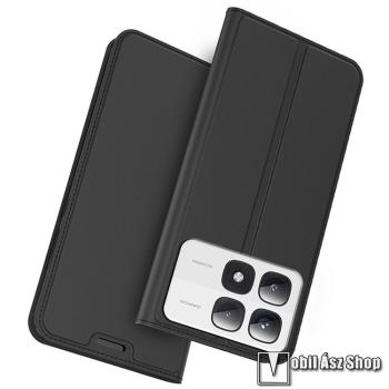 SLIM WALLET notesz / mappa tok - FEKETE - oldalra nyíló, asztali tartó funkciós, bankkártyatartó, szilikon belsővel, mágneses záródás - Xiaomi 14T Pro