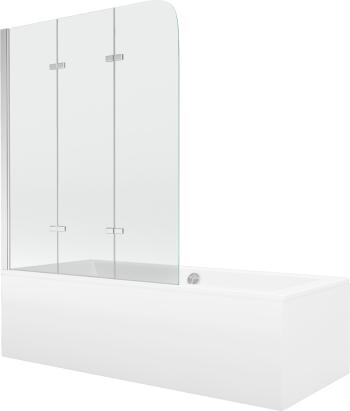 MEXEN/S Cube obdélníková vana 180 x 80 cm s panelem  + vanová zástěna 120 cm, transparent, chrom 550518080X9012030100