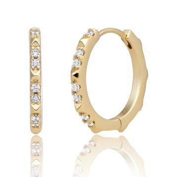 Sparkling Jewels Kruhové pozlacené náušnice s kubickými zirkony EAG31