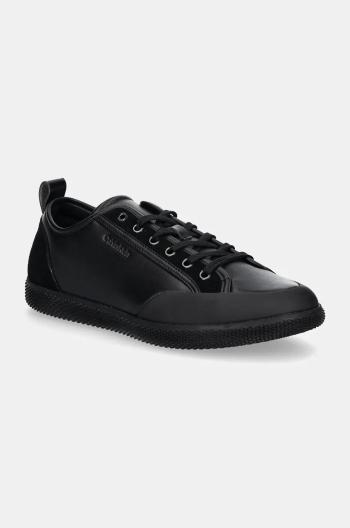 Kožené sneakers boty Calvin Klein LOW TOP LACE UP černá barva, HM0HM01585