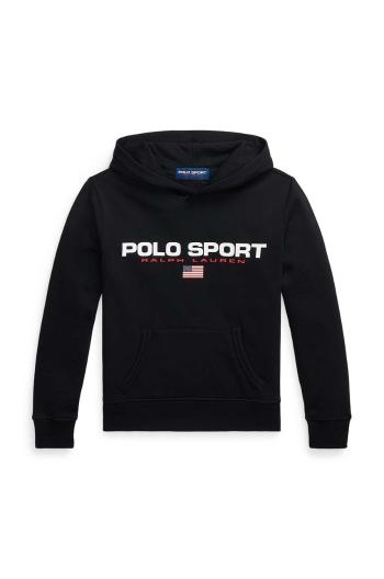 Dětská mikina Polo Ralph Lauren černá barva, s kapucí, s potiskem, 323962111002