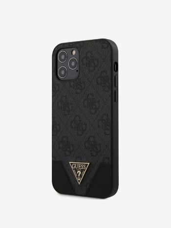 Guess PU 4G Triangle Zadní Kryt pro iPhone 12/12 Pro 6.1 Grey Telefontok Lila