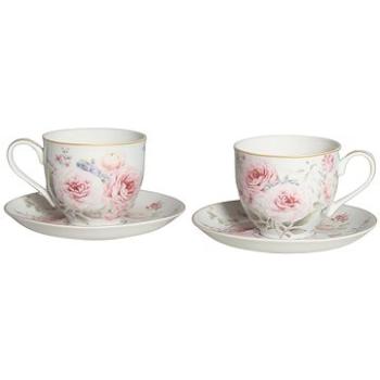 Home Elements Sada 2 kusů porcelánových hrnků 270 ml s podšálky, Růže (ROSE0032)