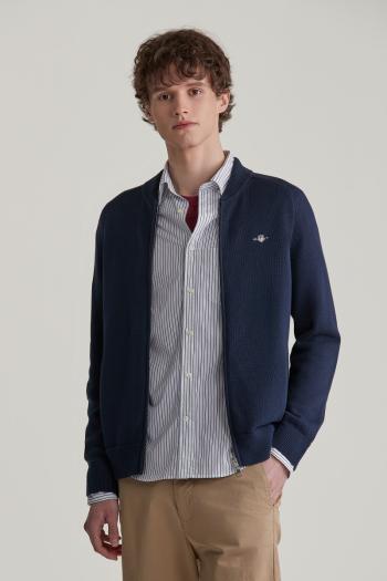 SVETR GANT CASUAL COTTON BOMBER CARDIGAN EVENING BLUE