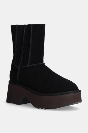 Semišové boty UGG Classic Twin Seam New Heights dámské, černá barva, na podpatku, lehce zateplené, 1158313-BLK