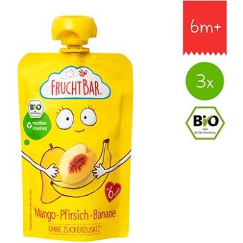 FruchtBar BIO ovocná kapsička s banánem, broskví a mangem 3× 100 g (8594205750133)