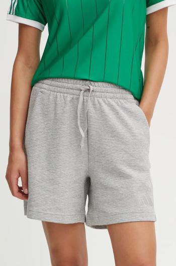 Kraťasy adidas All SZN dámské, šedá barva, melanžové, medium waist, IY6826