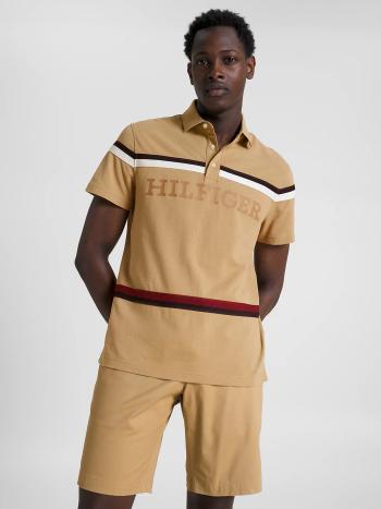 Tommy Hilfiger pánské béžové polotričko Monotype - XXL (RBL)