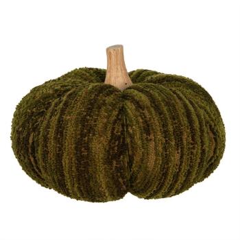 Tmavě zelená látková dekorace dýně Pumpkin XL - Ø 20*14 cm  65444