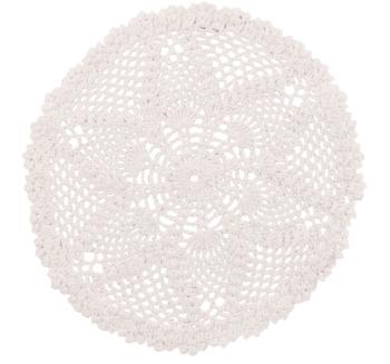 Bílé bavlněné kulaté prostírání krajka Lace white - Ø 32*0,5cm 23060