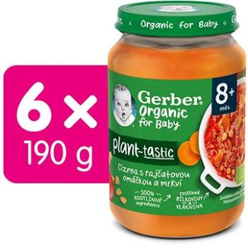 GERBER ORGANIC 100% rostlinný příkrm cizrna s rajčatovou omáčkou a mrkví 6× 190 g (7613287938886)