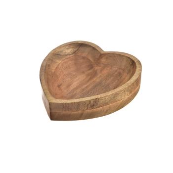 Bol decorativ din lemn de mango InDecor Heart, 20x 20 x 7 cm, S