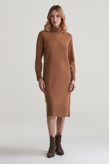 ŠATY GANT HERRINGBONE DETAIL ROLLNECK DRESS CACAO