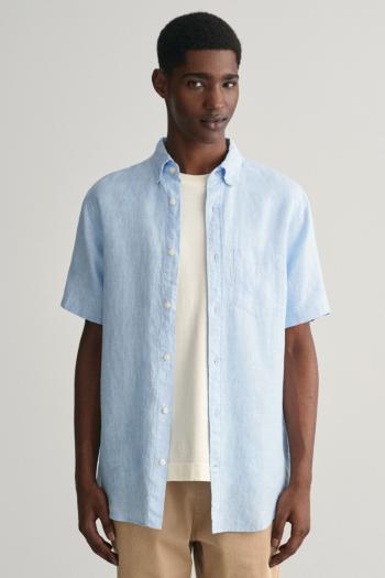 KOŠILE GANT REG LINEN SS SHIRT CAPRI BLUE