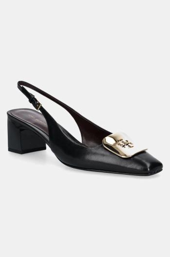 Kožené lodičky Tory Burch Georgia Slingback černá barva, na podpatku, s odkrytou patou, 156479-006