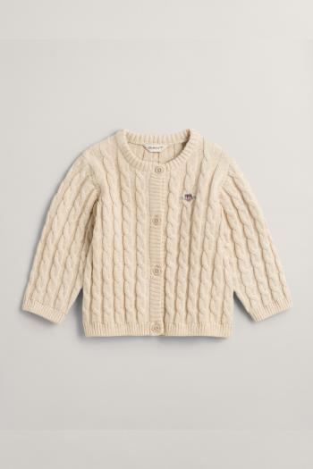 KARDIGAN GANT SHIELD COTTON CABLE CARDIGAN LIGHT BEIGE MELANGE