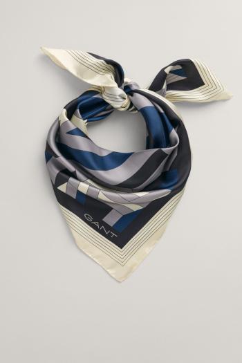 ŠÁLA GANT LETTERS PRINT SILK SCARF DUSTY BLUE SEA