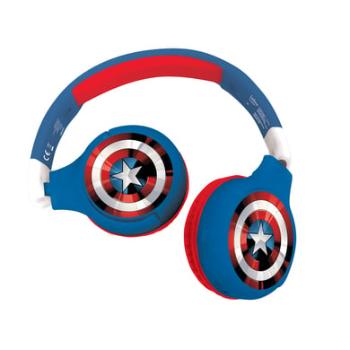 LEXIBOOK Avengers 2 v 1 Bluetooth® a kabelové připojení, skládací sluchátka s bezpečnou hlasitostí