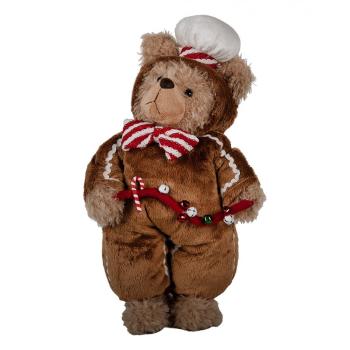 Vánoční dekorace stojící plyšový medvěd v oblečku Teddy Bear - 22*16*43 cm 65622