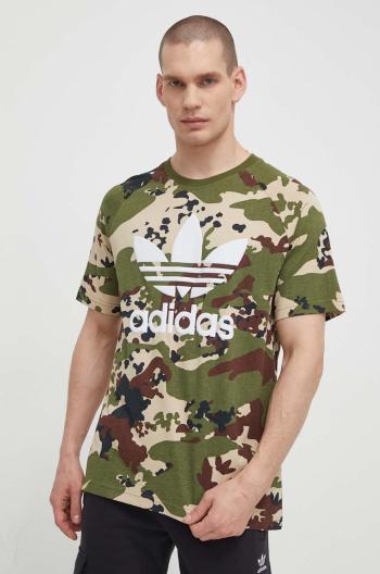 Bavlněné tričko adidas Originals zelená barva, IS0215