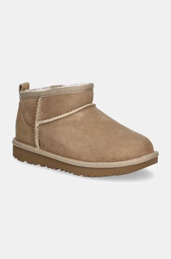 Dětské semišové sněhule UGG KIDS CLASSIC ULTRA MINI béžová barva