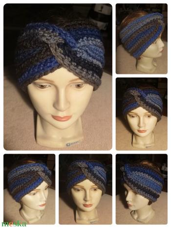 Szélesebb, színátmenetes, merinógyapjú horgolt fejpánt 54-58 cm