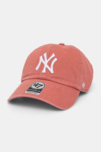 Bavlněná baseballová čepice 47 brand MLB New York Yankees růžová barva, s aplikací, B-RGW17GWS-IR