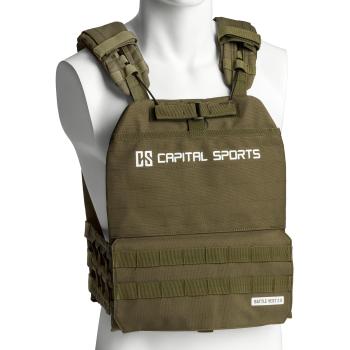 Capital Sports Battlevest 2.0, zátěžová vesta, 2 x 4 kg závaží, olivová