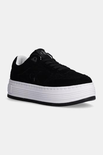 Semišové sneakers boty Calvin Klein Jeans BOLD PLATF LACEUP LOW MG SUEDE černá barva, YW0YW01575