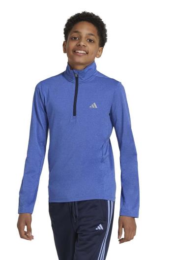 Dětská mikina adidas J HEA 1/2 ZIP modrá barva, melanžová, IY7782