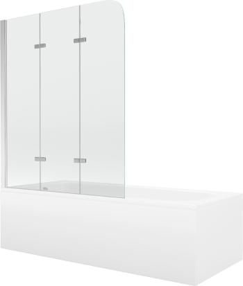 MEXEN/S Vega obdélníková vana 180 x 80 cm s panelem  + vanová zástěna 120 cm, transparent, chrom 550118080X9012030100