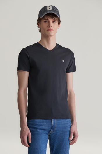 TRIČKO GANT SLIM SHIELD V-NECK T-SHIRT BLACK