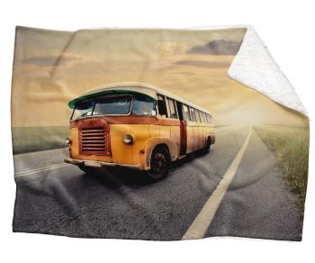 IMPAR Fleecová deka Retro autobus 150x120 cm (Rozměr : 150 x 120 cm, Podšití beránkem: ANO)