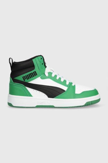 Dětské sneakers boty Puma Rebound V6 Mid Jr zelená barva