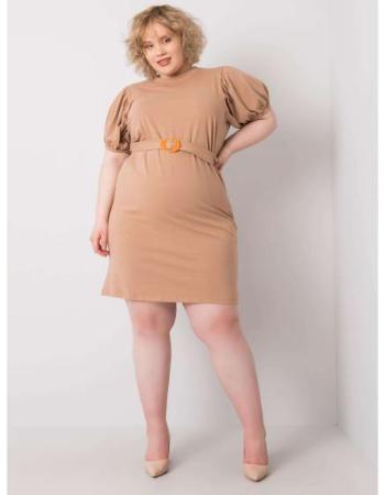 Dámské šaty pruhované plus size MYLAH hnědé