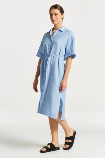 ŠATY GANT RELAXED SS LINEN SHIRT DRESS GENTLE BLUE