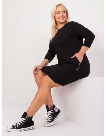 Dámské šaty s kapsami plus size černé 