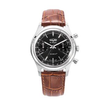 Vulcain Chronograph 70's - Black - Brown Alligator