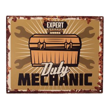 Hnědá nástěnná kovová cedule Expert Duty Mechanic - 25*1*20 cm 6Y5220