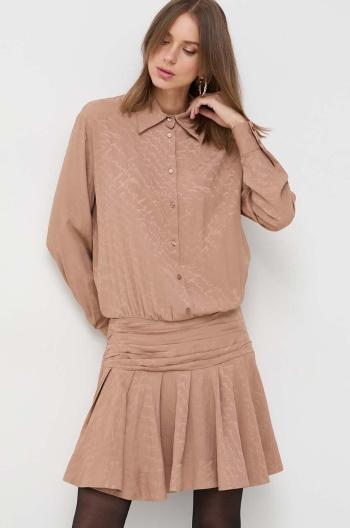 Šaty s příměsí hedvábí Pinko béžová barva, mini, oversize, 102306.A193