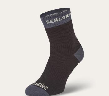 Sealskinz Waterproof Warm Weather Ankle Length Sock Black/Grey S Cyklo ponožky