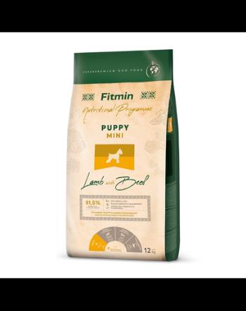 FITMIN Dog Mini Puppy Lamb&amp;Beef 12 kg Sac hrana catei talie mica, cu miel si vita