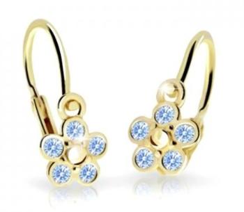 Cutie Jewellery Dětské kytičkové náušnice ze žlutého zlata C2744-10-X-1 světle modrá