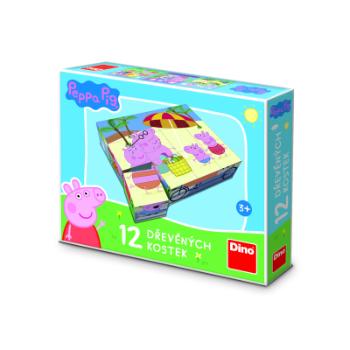 Dřevěné kostky Prasátko Peppa 12 kostek