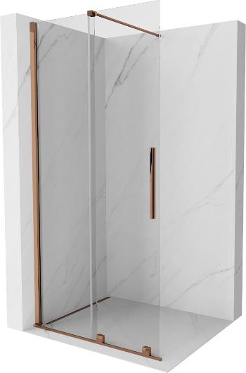 MEXEN/S Velar posuvné sprchové dveře Walk-in 70 cm, transparent, růžové zlato 871-070-000-03-60