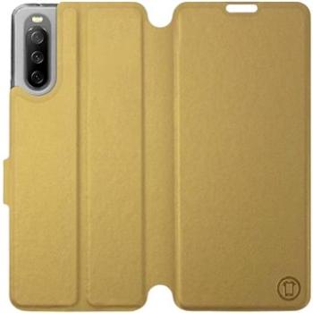 Flip pouzdro na mobil Sony Xperia 10 III v provedení  Gold&Gray s šedým vnitřkem (5903516727193)