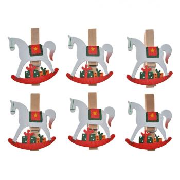 Set 8ks malý dřevěný kolíček s houpacími koníky - 4*1*4 cm 65637