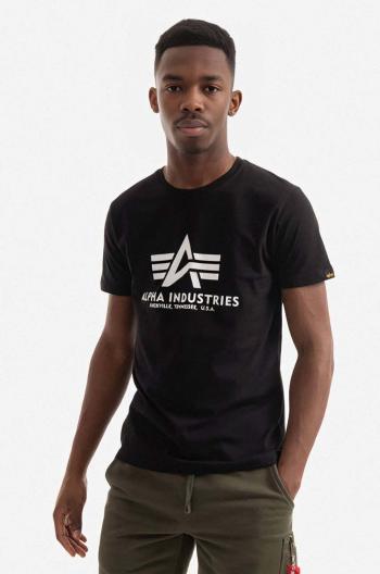 Bavlněné tričko Alpha Industries Basic T-Shirt černá barva, s potiskem, 100501.03