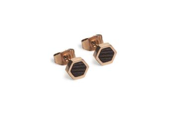 Náušnice s dřevěným detailem Rose Earrings Hexagon z chirurgické oceli s možností výměny či vrácení do 30 dnů