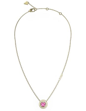 Guess Fashion pozlacený náhrdelník s růžovým krystalem M`ama Non M`ama JUBN04667JWYGFCT/U